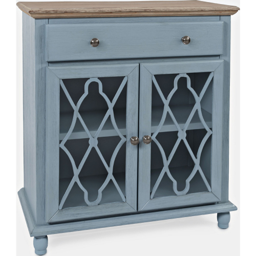 Aurora Hills 2 Door Accent Chest in Blue & Bisque Wood